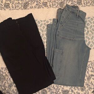 Black and Blue Denim Cargo Pants Set